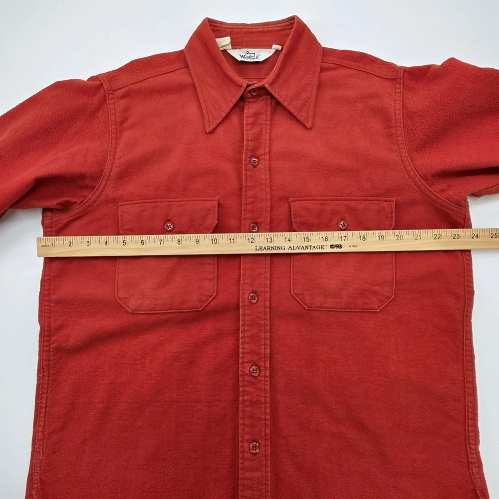 Vtg Americana Workwear Woolrich Chamois Shirt Men’s L Red Heavyweight Heritage - Picture 10 of 13